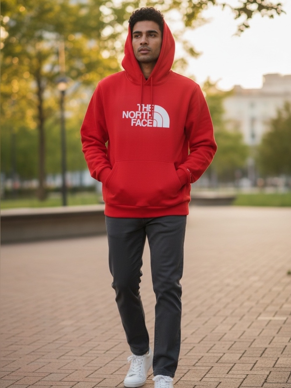 The North Face Half Dome Pullover Hoodie Red Sz L